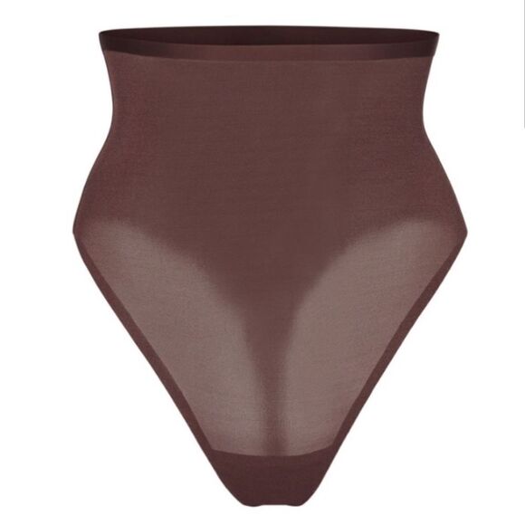 NWOT SKIMS Sheer Sculpt High Waist Thong In Cocoa Brown Shaping Shapewear - Picture 6 of 6